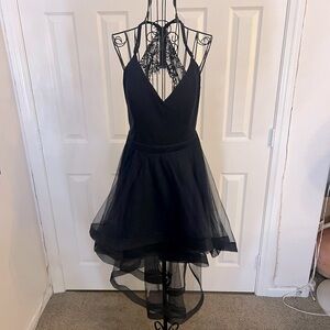 Navy Blue “City Triangles” High-Low Dress - L